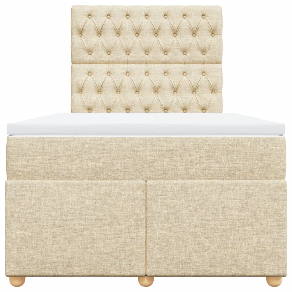 Κρεβάτι Boxspring με Στρώμα Κρεμ 120x190 εκ. Υφασμάτινο - Pakobazaar