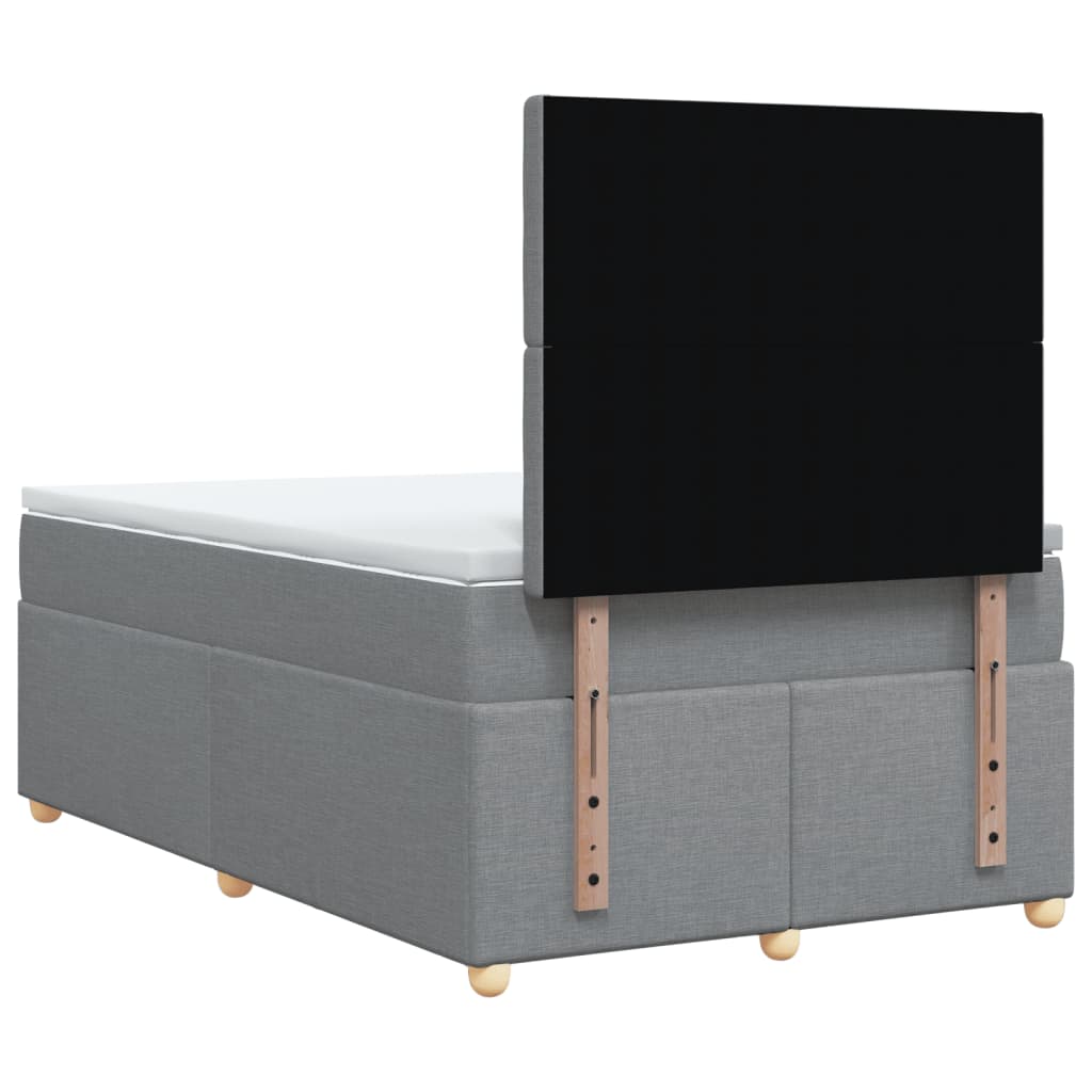 Κρεβάτι Boxspring με Στρώμα Ανοιχτό Γκρι 120x190 εκ. Υφασμάτινο - Pakobazaar