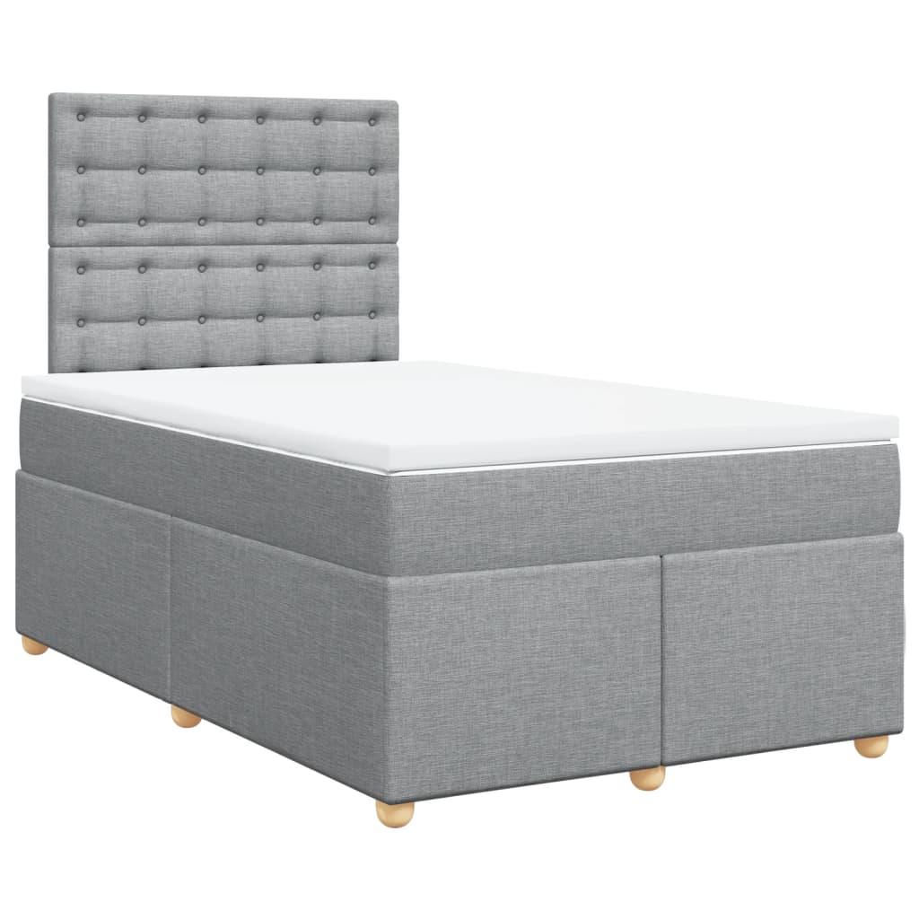 Κρεβάτι Boxspring με Στρώμα Ανοιχτό Γκρι 120x190 εκ. Υφασμάτινο - Pakobazaar