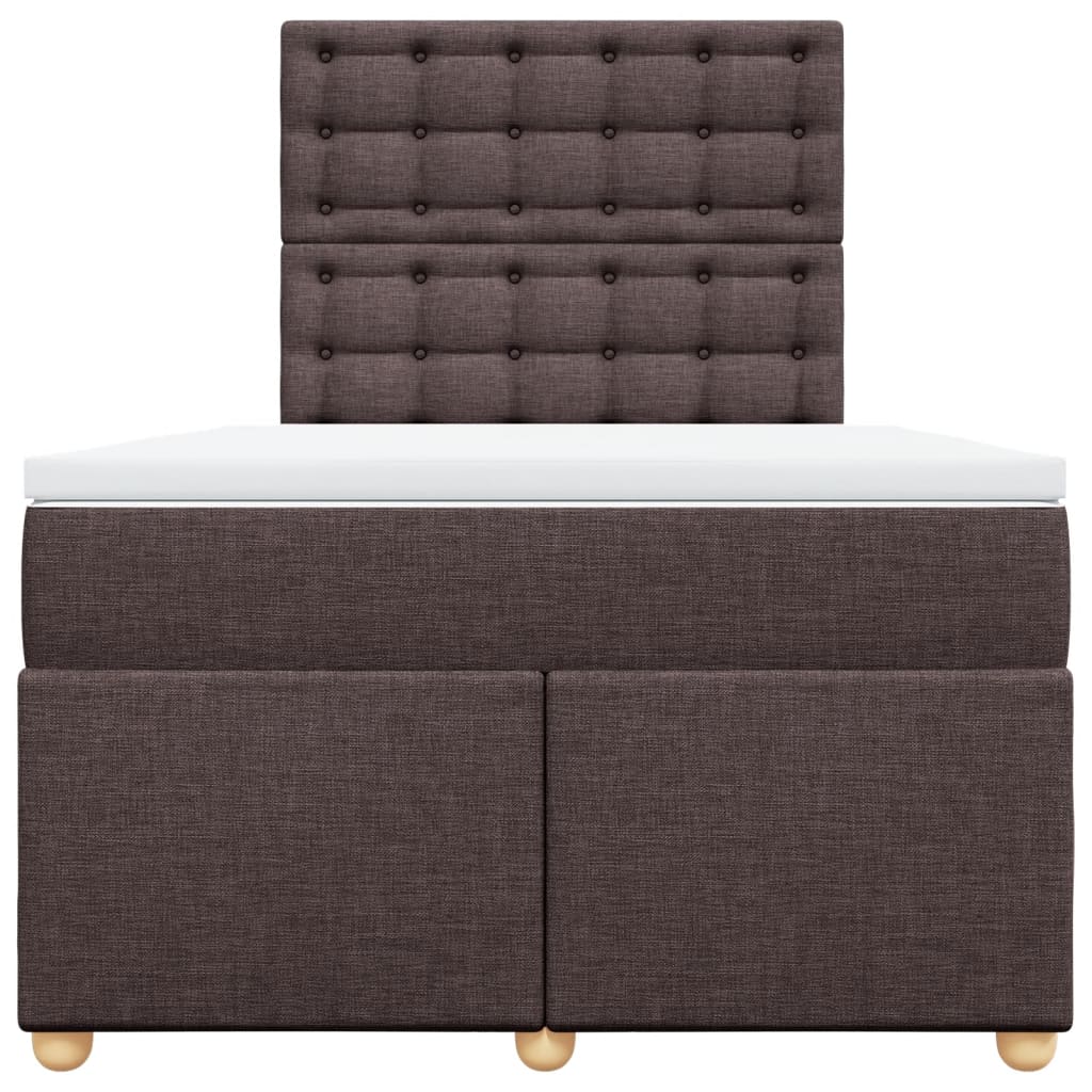 Κρεβάτι Boxspring με Στρώμα Σκούρο Καφέ 120x190 εκ Υφασμάτινο
