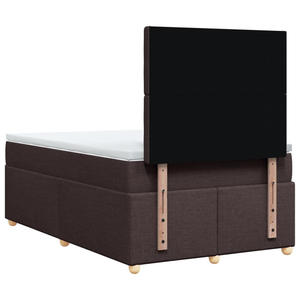 Κρεβάτι Boxspring με Στρώμα Σκούρο Καφέ 120x190 εκ Υφασμάτινο