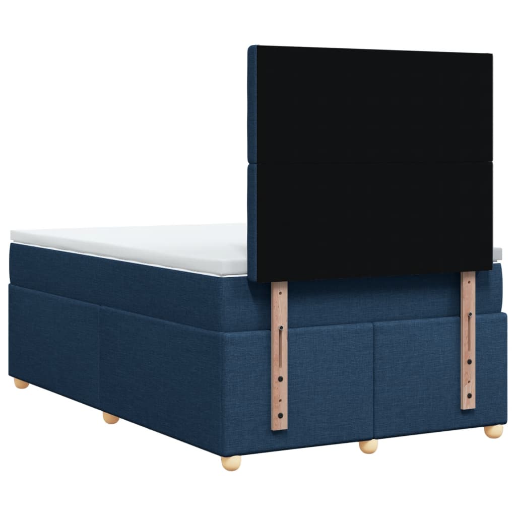 Κρεβάτι Boxspring με Στρώμα Μπλε 120x190 εκ. Υφασμάτινο