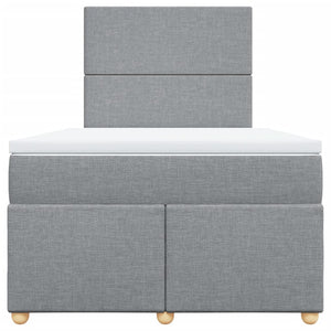 Κρεβάτι Boxspring με Στρώμα Ανοιχτό Γκρι 120x200 εκ. Υφασμάτινο - Pakobazaar