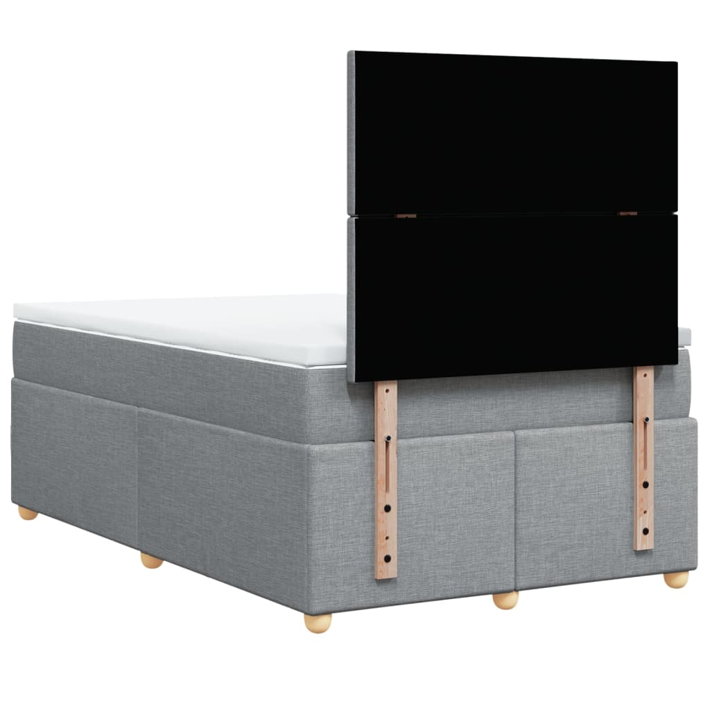 Κρεβάτι Boxspring με Στρώμα Ανοιχτό Γκρι 120x200 εκ. Υφασμάτινο - Pakobazaar
