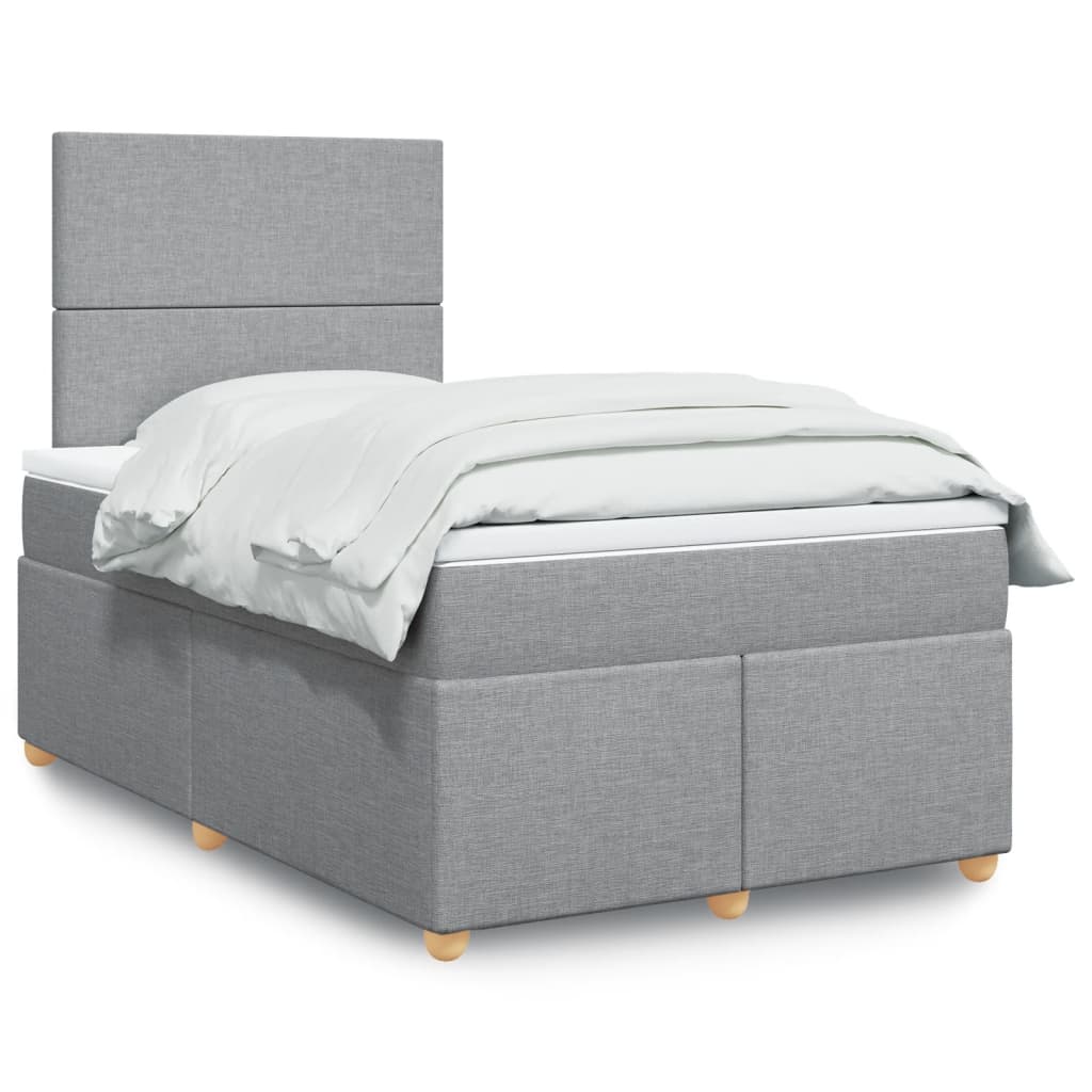 Κρεβάτι Boxspring με Στρώμα Ανοιχτό Γκρι 120x200 εκ. Υφασμάτινο - Pakobazaar