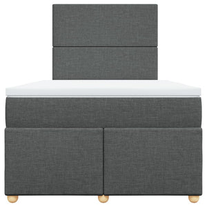 Κρεβάτι Boxspring με Στρώμα Σκούρο Γκρι 120x200 εκ. Υφασμάτινο - Pakobazaar