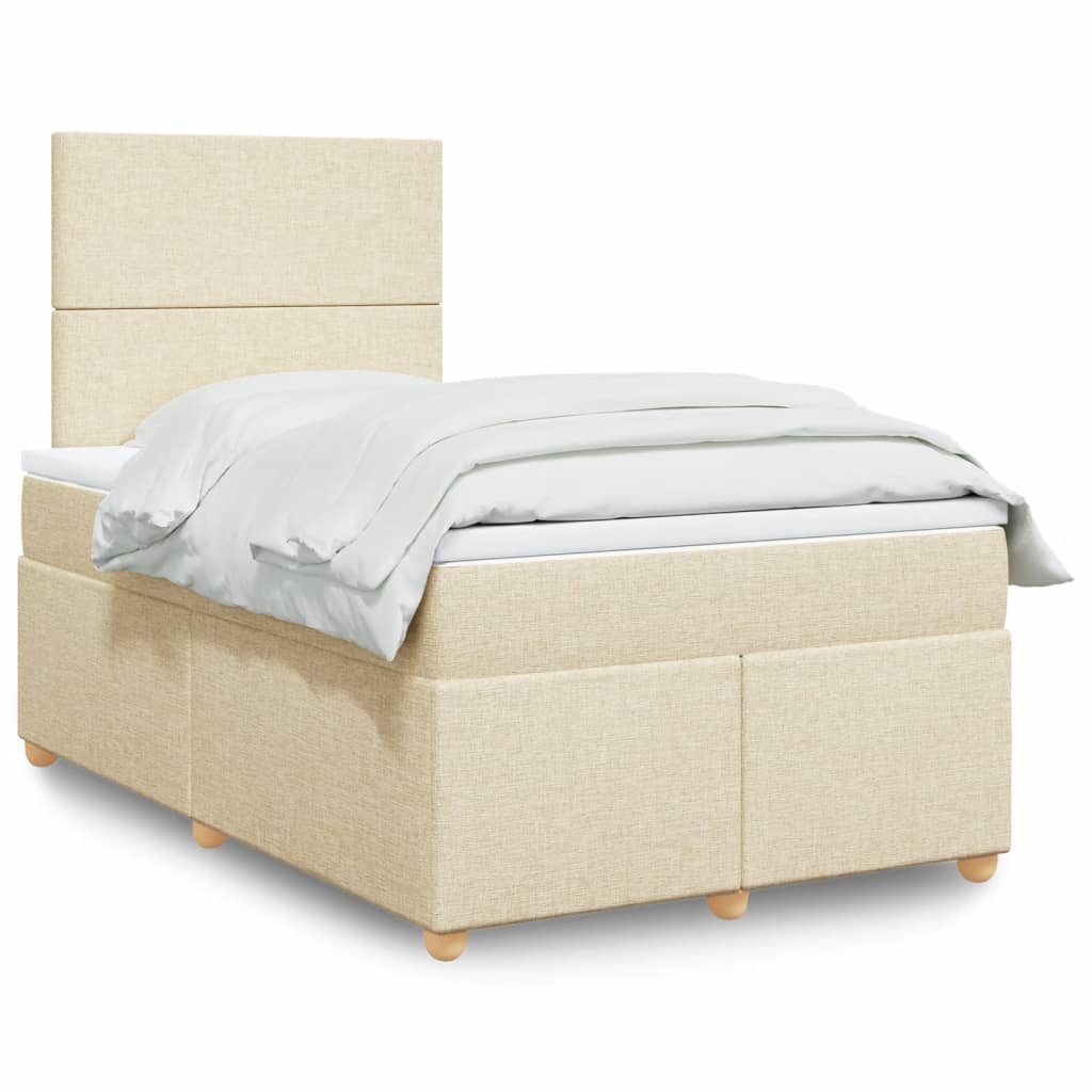 Κρεβάτι Boxspring με Στρώμα Κρεμ 120x200 εκ. Υφασμάτινο