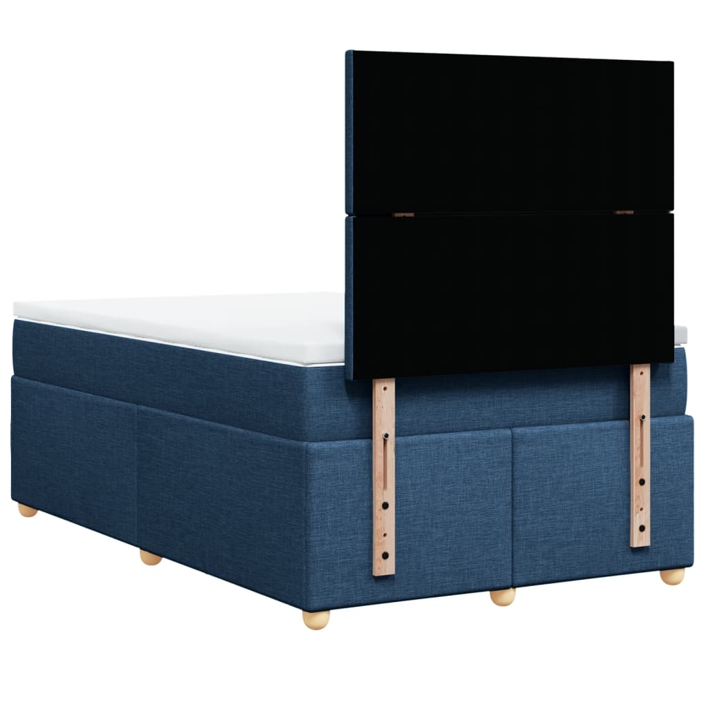 Κρεβάτι Boxspring με Στρώμα Μπλε 120x200 εκ. Υφασμάτινο