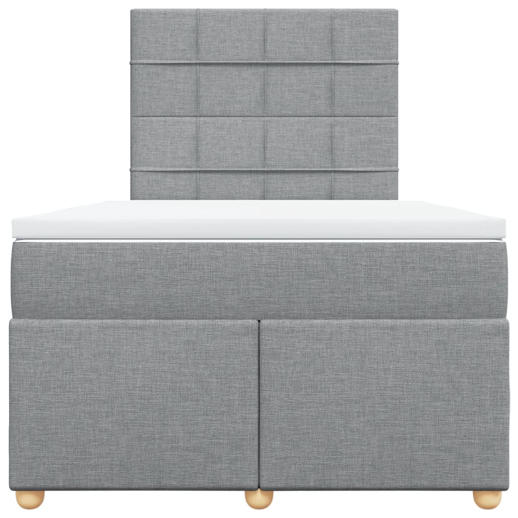 Κρεβάτι Boxspring με Στρώμα Ανοιχτό Γκρι 120x200 εκ. Υφασμάτινο - Pakobazaar