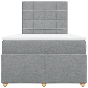 Κρεβάτι Boxspring με Στρώμα Ανοιχτό Γκρι 120x200 εκ. Υφασμάτινο - Pakobazaar