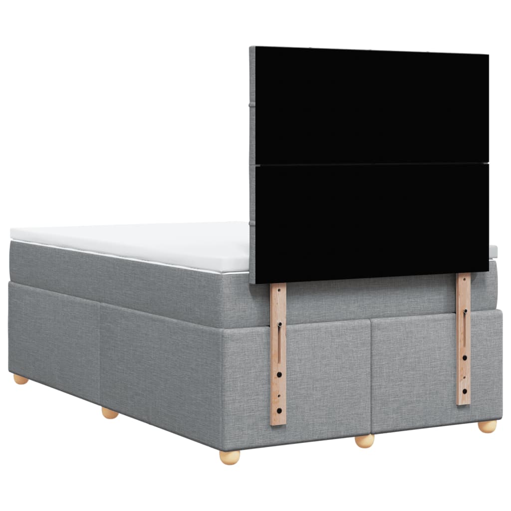 Κρεβάτι Boxspring με Στρώμα Ανοιχτό Γκρι 120x200 εκ. Υφασμάτινο - Pakobazaar