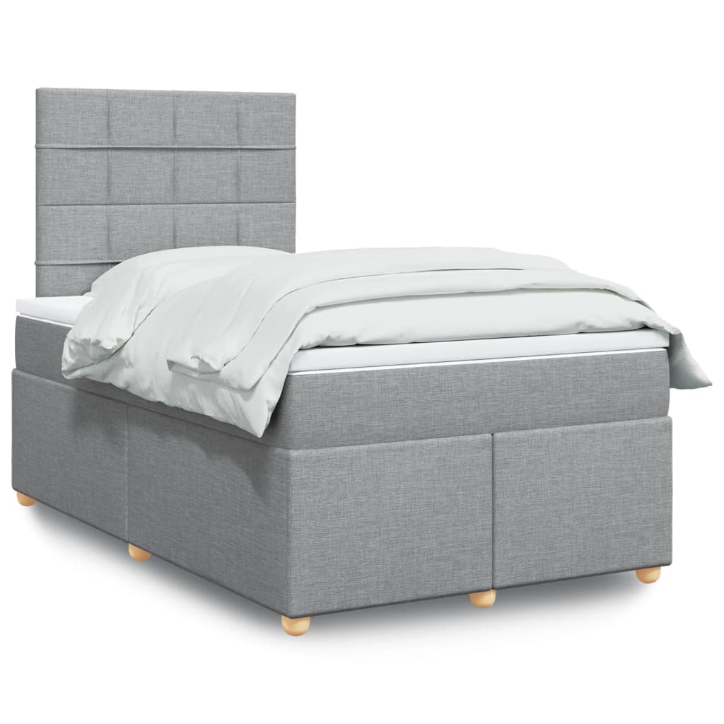 Κρεβάτι Boxspring με Στρώμα Ανοιχτό Γκρι 120x200 εκ. Υφασμάτινο - Pakobazaar
