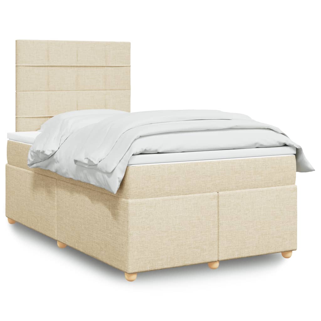 Κρεβάτι Boxspring με Στρώμα Κρεμ 120x200 εκ. Υφασμάτινο