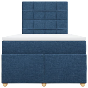 Κρεβάτι Boxspring με Στρώμα Μπλε 120x200 εκ. Υφασμάτινο