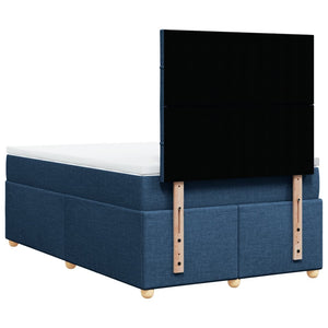 Κρεβάτι Boxspring με Στρώμα Μπλε 120x200 εκ. Υφασμάτινο