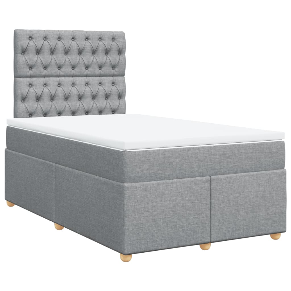 Κρεβάτι Boxspring με Στρώμα Ανοιχτό Γκρι 120x200 εκ. Υφασμάτινο - Pakobazaar