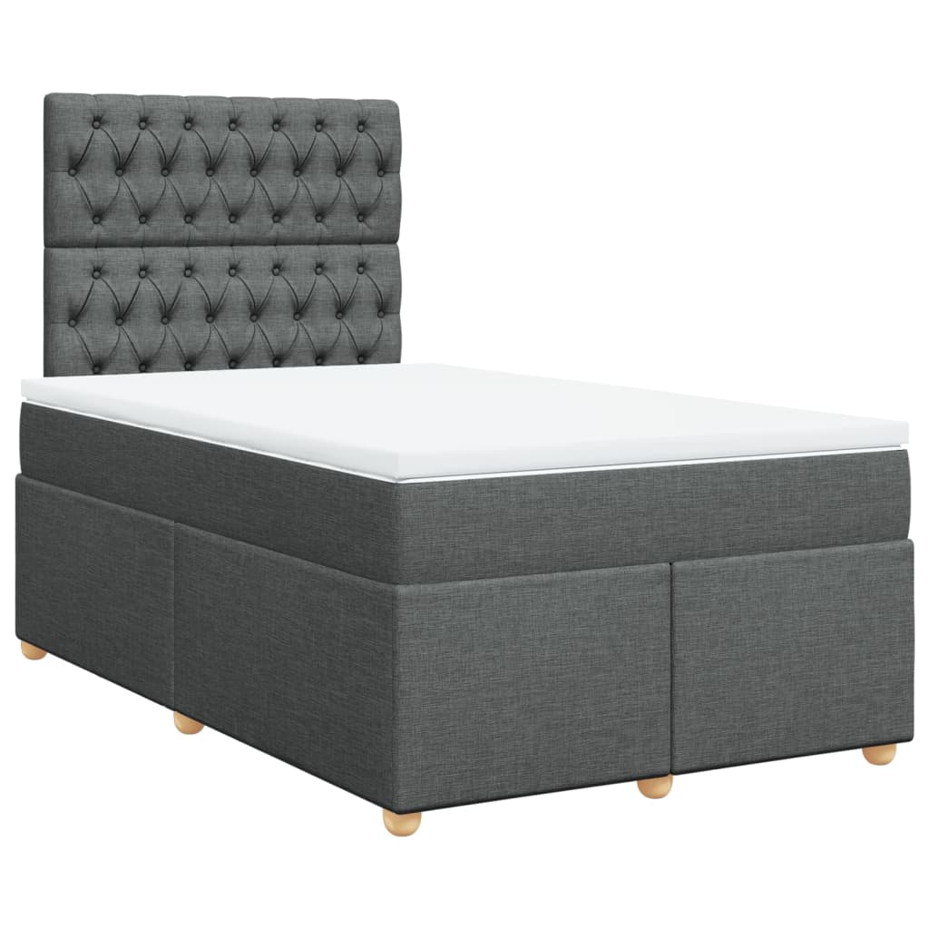 Κρεβάτι Boxspring με Στρώμα Σκούρο Γκρι 120x200 εκ. Υφασμάτινο - Pakobazaar