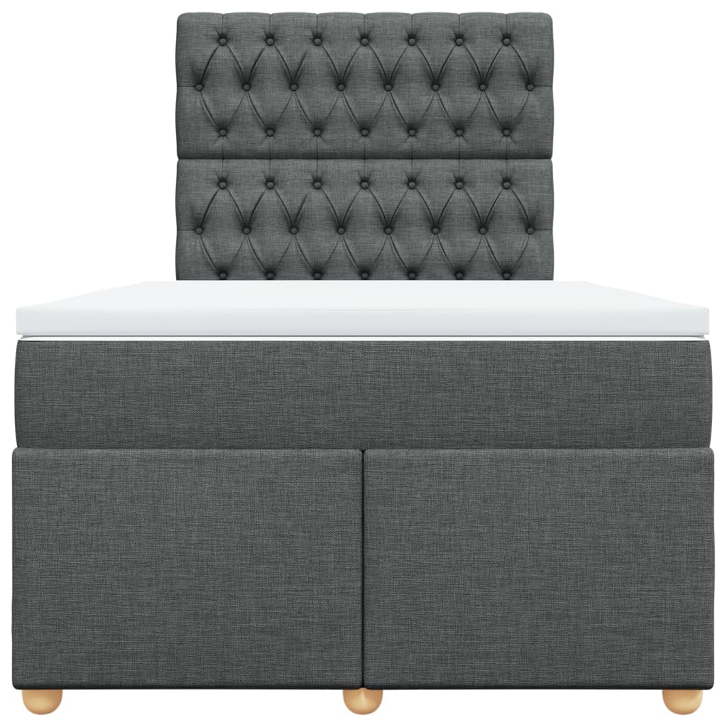 Κρεβάτι Boxspring με Στρώμα Σκούρο Γκρι 120x200 εκ. Υφασμάτινο - Pakobazaar