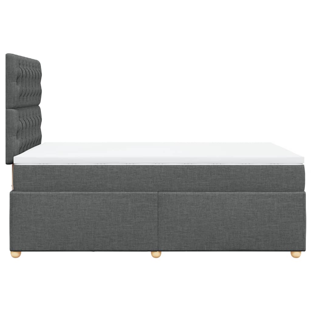 Κρεβάτι Boxspring με Στρώμα Σκούρο Γκρι 120x200 εκ. Υφασμάτινο - Pakobazaar