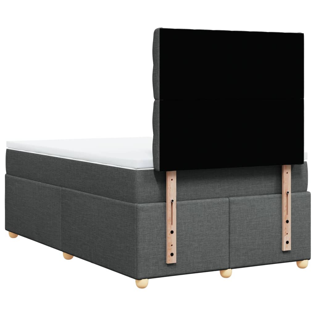 Κρεβάτι Boxspring με Στρώμα Σκούρο Γκρι 120x200 εκ. Υφασμάτινο - Pakobazaar
