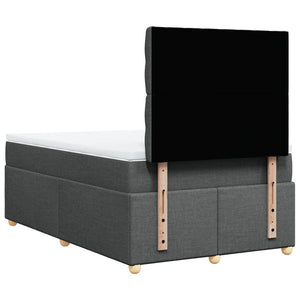 Κρεβάτι Boxspring με Στρώμα Σκούρο Γκρι 120x200 εκ. Υφασμάτινο - Pakobazaar