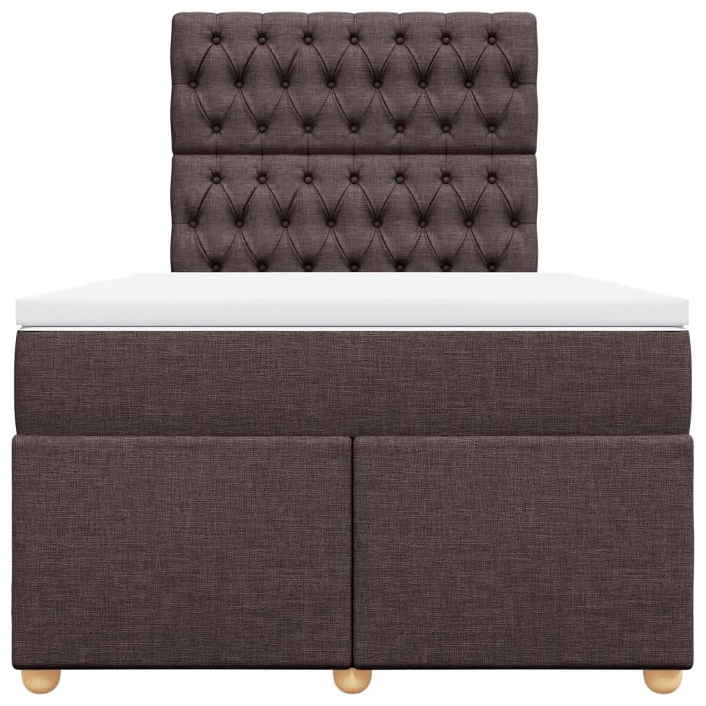 Κρεβάτι Boxspring με Στρώμα Σκούρο Καφέ 120x200 εκ. Υφασμάτινο