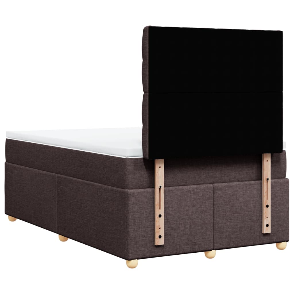 Κρεβάτι Boxspring με Στρώμα Σκούρο Καφέ 120x200 εκ. Υφασμάτινο