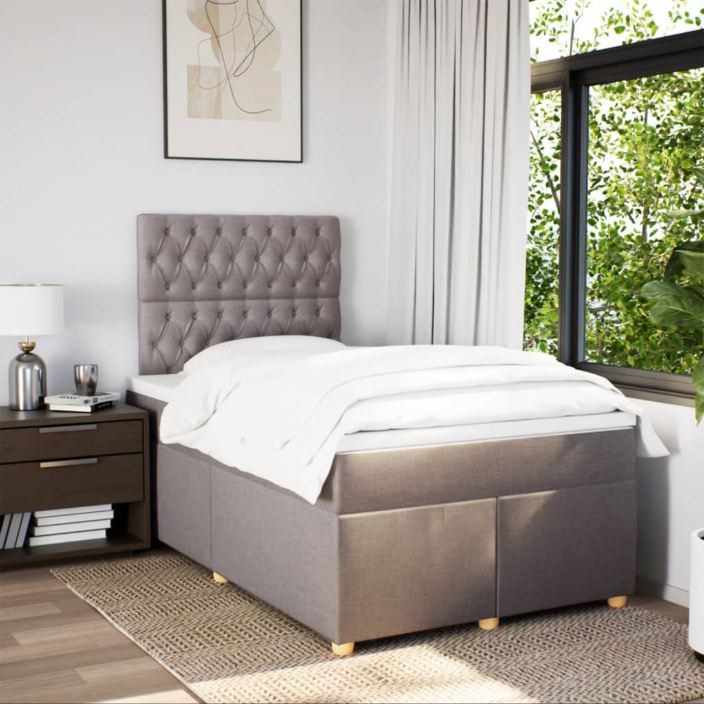 Κρεβάτι Boxspring με Στρώμα Taupe 120x200 εκ. Υφασμάτινο