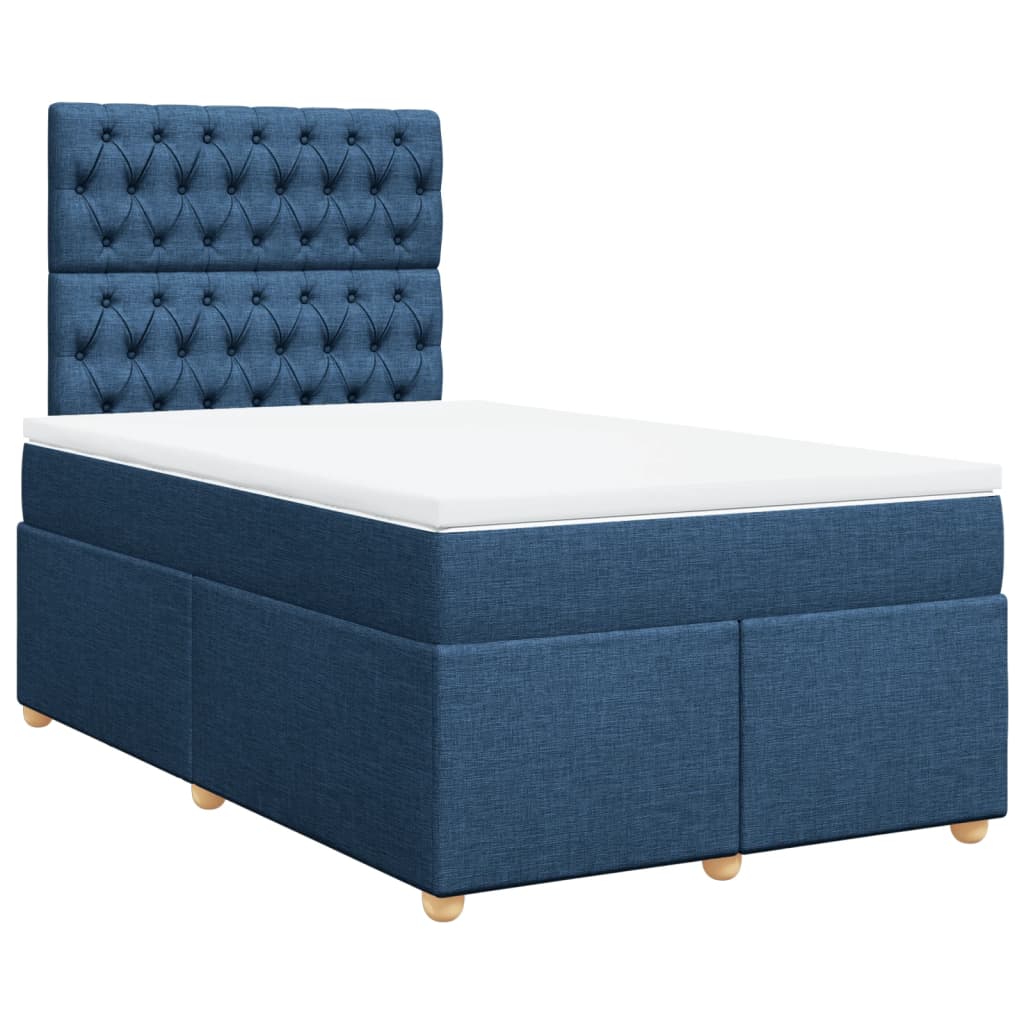 Κρεβάτι Boxspring με Στρώμα Μπλε 120x200 εκ. Υφασμάτινο