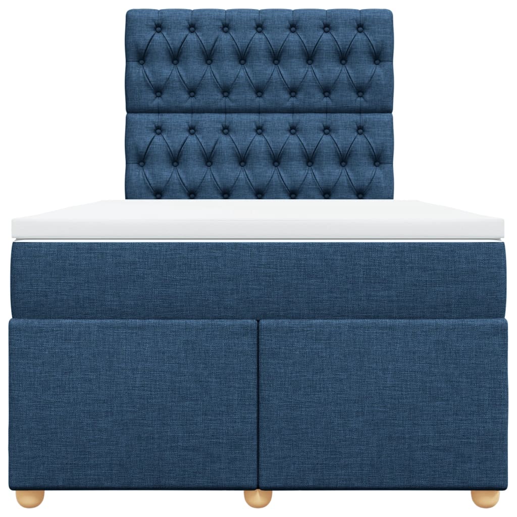 Κρεβάτι Boxspring με Στρώμα Μπλε 120x200 εκ. Υφασμάτινο