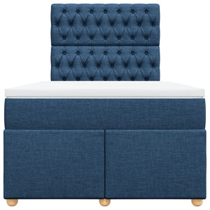 Κρεβάτι Boxspring με Στρώμα Μπλε 120x200 εκ. Υφασμάτινο
