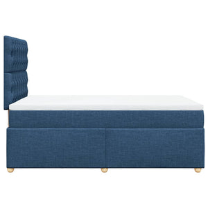 Κρεβάτι Boxspring με Στρώμα Μπλε 120x200 εκ. Υφασμάτινο