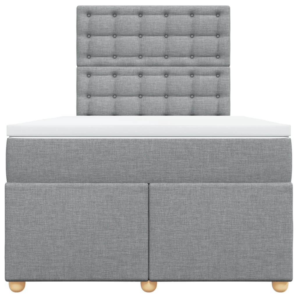 Κρεβάτι Boxspring με Στρώμα Ανοιχτό Γκρι 120x200 εκ. Υφασμάτινο - Pakobazaar