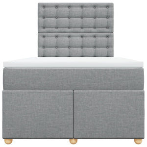 Κρεβάτι Boxspring με Στρώμα Ανοιχτό Γκρι 120x200 εκ. Υφασμάτινο - Pakobazaar
