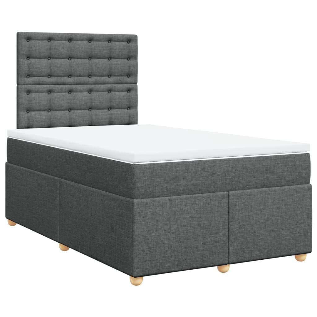 Κρεβάτι Boxspring με Στρώμα Σκούρο Γκρι 120x200 εκ. Υφασμάτινο - Pakobazaar