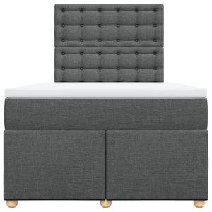 Κρεβάτι Boxspring με Στρώμα Σκούρο Γκρι 120x200 εκ. Υφασμάτινο - Pakobazaar