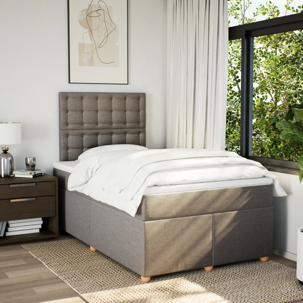 Κρεβάτι Boxspring με Στρώμα Taupe 120x200 εκ. Υφασμάτινο - Pakobazaar