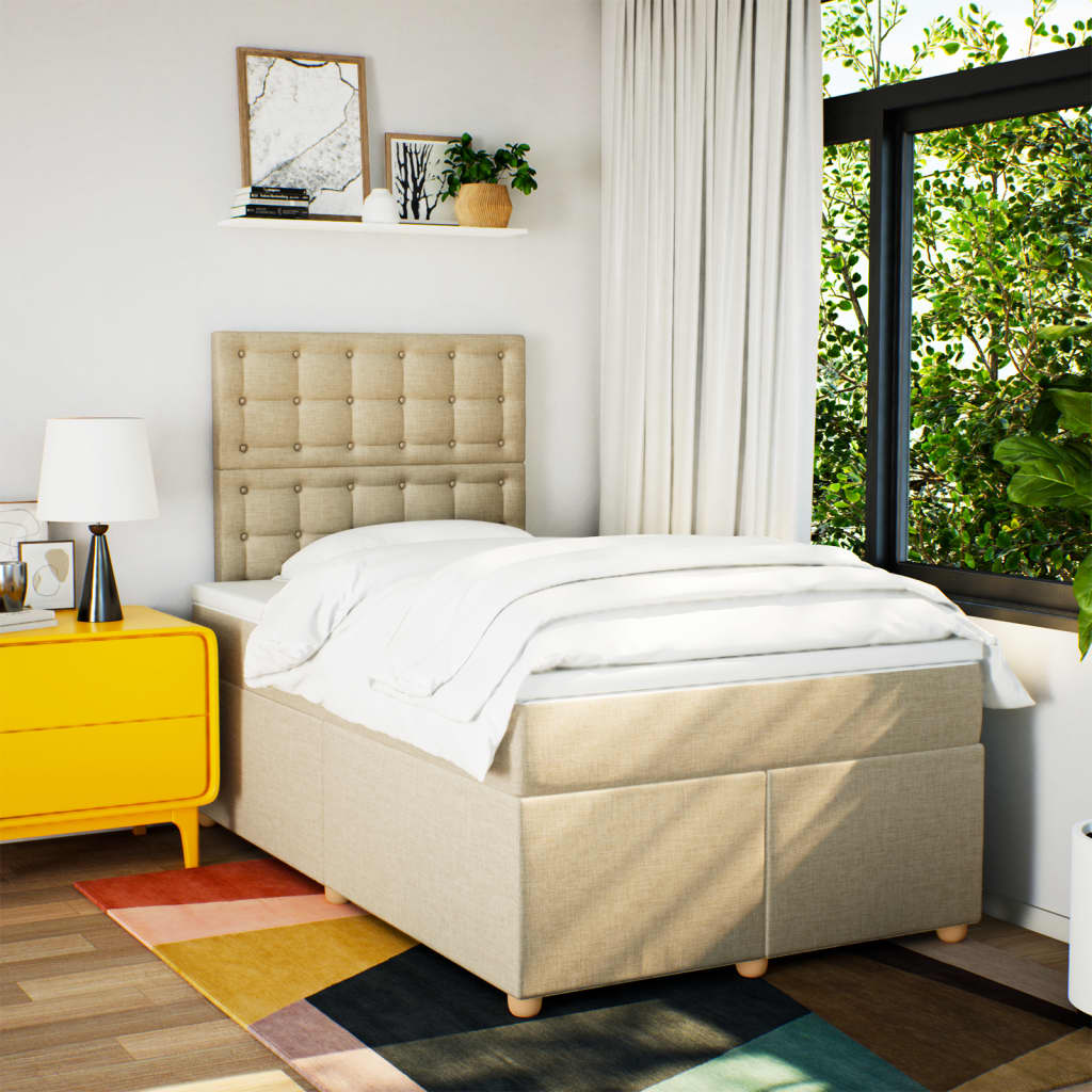 Κρεβάτι Boxspring με Στρώμα Κρεμ 120x200 εκ. Υφασμάτινο
