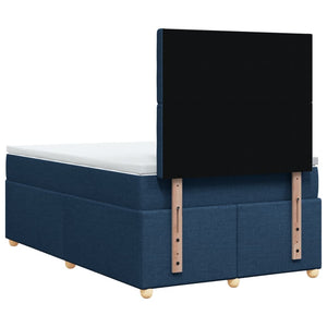 Κρεβάτι Boxspring με Στρώμα Μπλε 120x200 εκ. Υφασμάτινο