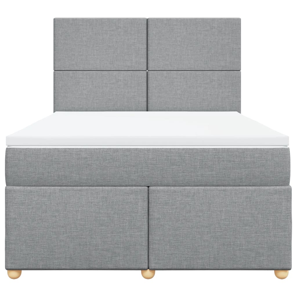 Κρεβάτι Boxspring με Στρώμα Ανοιχτό Γκρι 140x190 εκ. Υφασμάτινο