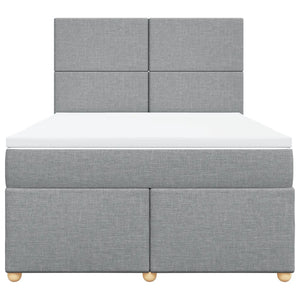 Κρεβάτι Boxspring με Στρώμα Ανοιχτό Γκρι 140x190 εκ. Υφασμάτινο