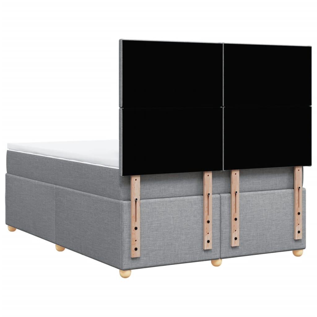 Κρεβάτι Boxspring με Στρώμα Ανοιχτό Γκρι 140x190 εκ. Υφασμάτινο