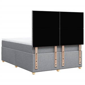 Κρεβάτι Boxspring με Στρώμα Ανοιχτό Γκρι 140x190 εκ. Υφασμάτινο