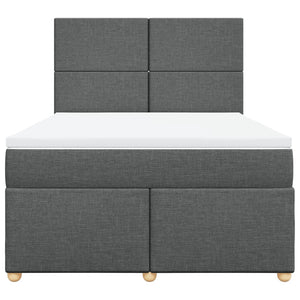 Κρεβάτι Boxspring με Στρώμα Σκούρο Γκρι 140x190 εκ. Υφασμάτινο - Pakobazaar