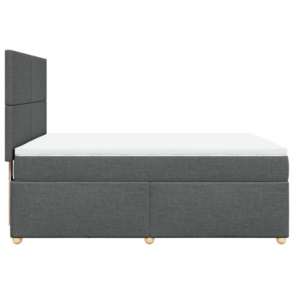 Κρεβάτι Boxspring με Στρώμα Σκούρο Γκρι 140x190 εκ. Υφασμάτινο - Pakobazaar
