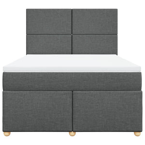 Κρεβάτι Boxspring με Στρώμα Σκούρο Γκρι 140x190 εκ. Υφασμάτινο - Pakobazaar