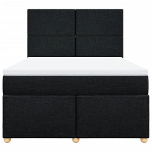 Κρεβάτι Boxspring με Στρώμα Μαύρο 140x190 εκ. Υφασμάτινο - Pakobazaar
