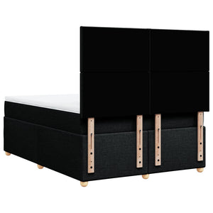 Κρεβάτι Boxspring με Στρώμα Μαύρο 140x190 εκ. Υφασμάτινο - Pakobazaar