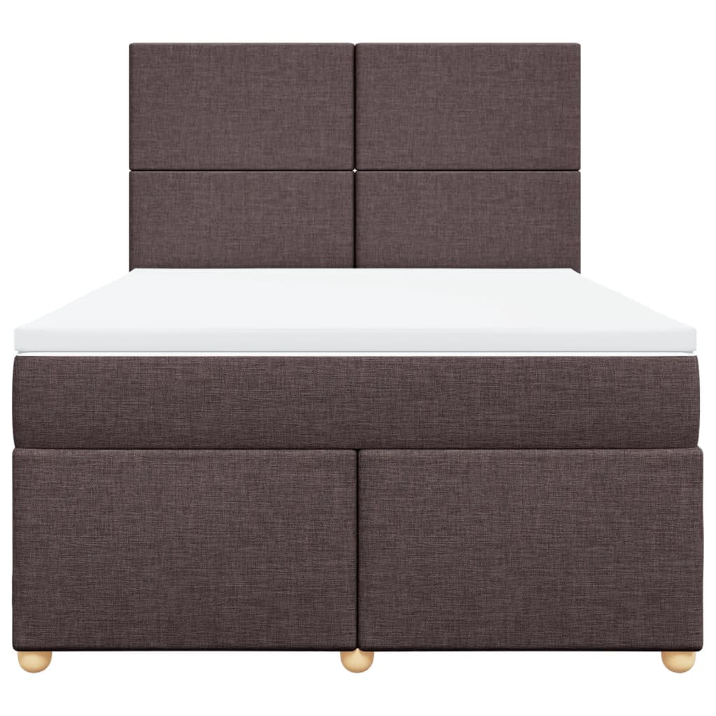Κρεβάτι Boxspring με Στρώμα Σκούρο Καφέ 140x190 εκ. Υφασμάτινο