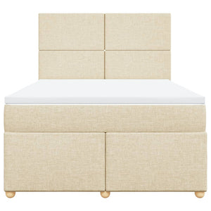 Κρεβάτι Boxspring με Στρώμα Κρεμ 140x190 εκ. Υφασμάτινο - Pakobazaar